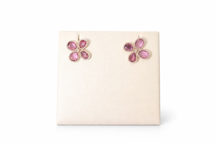 Ruchi Sapphire and Diamond in 18K Polished Pink Gold Post Earrings