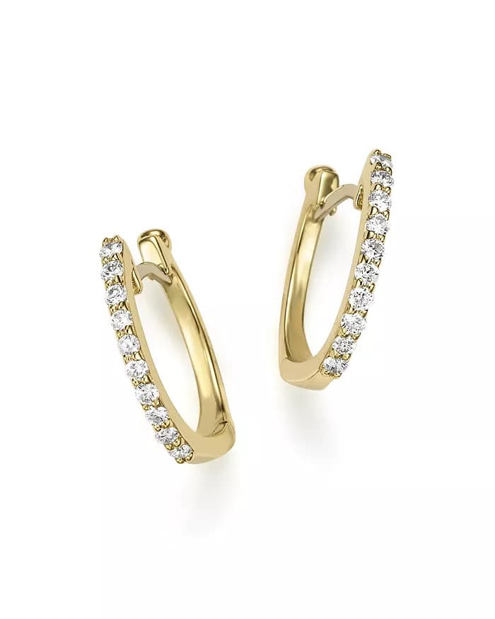 Roberto Coin Diamond Yellow Gold Hoop Earrings