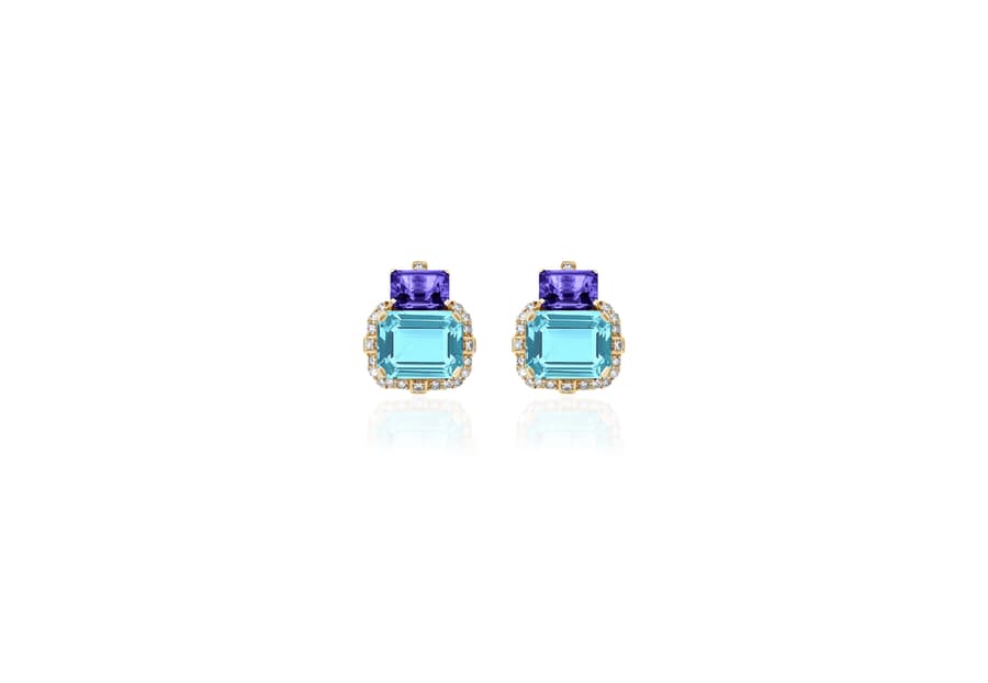 Goshwara Topaz and Tanzanite in 18K Yellow Gold Dangle Earrings