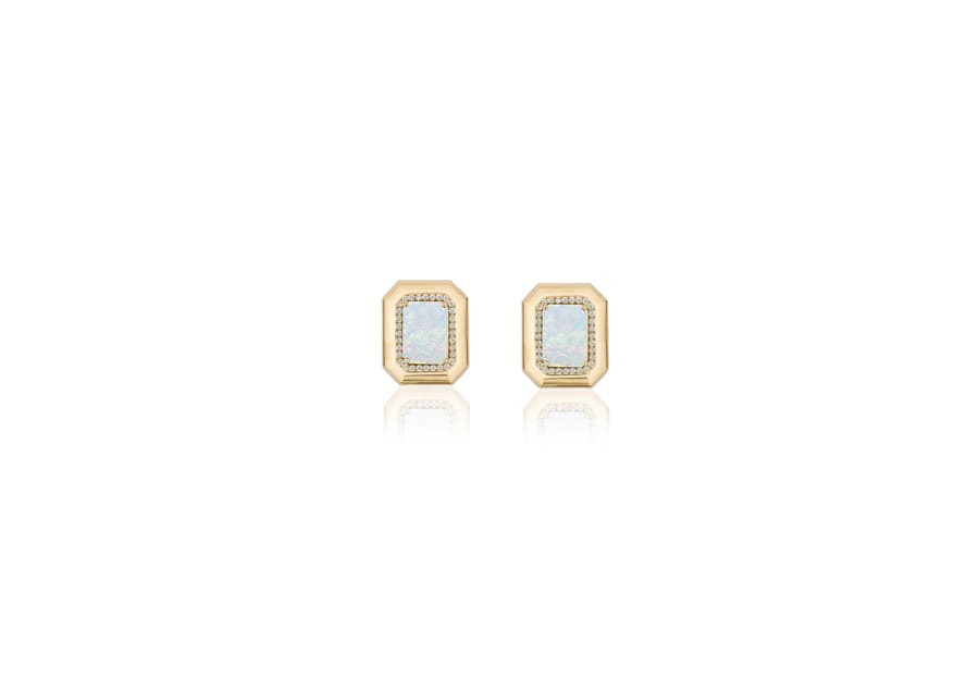 Goshwara Diamond and Opal in 18K Polished Yellow Gold Post Earrings