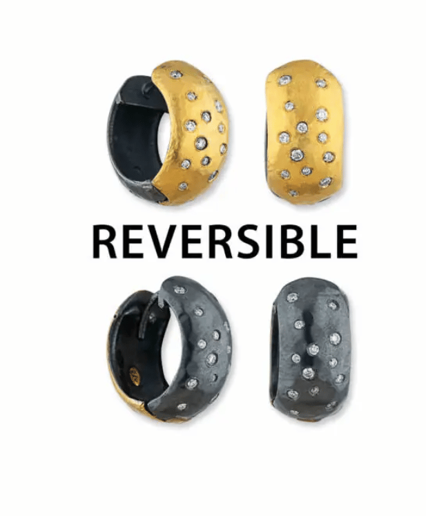 Lika Behar Collection Diamond in 24K Satin Yellow Gold Huggie Earrings