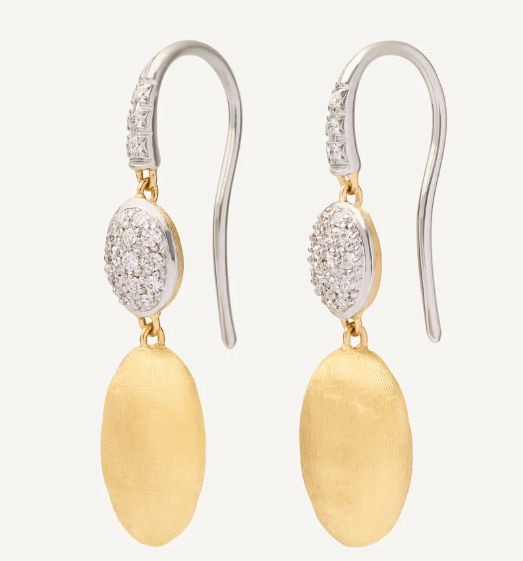 Marco Bicego Siviglia Diamond in 18K Engraved Yellow Gold Post Earrings
