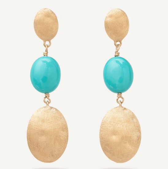 Marco Bicego Siviglia Turquoise in 18K Engraved Yellow Gold Drop Earrings