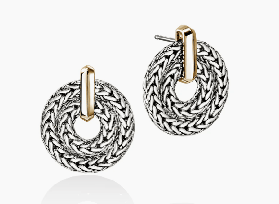 John Hardy Polished Two-Tone Sterling Silver Post Earrings