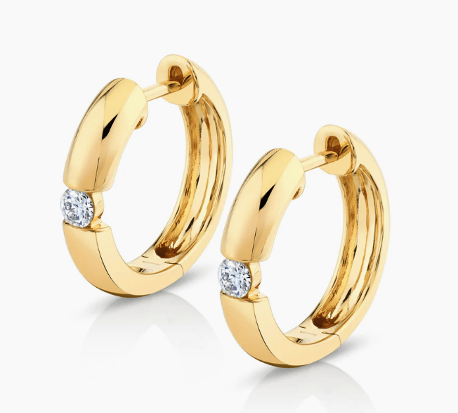 Michael M Diamond in 18K Polished Yellow Gold Hoop Earrings