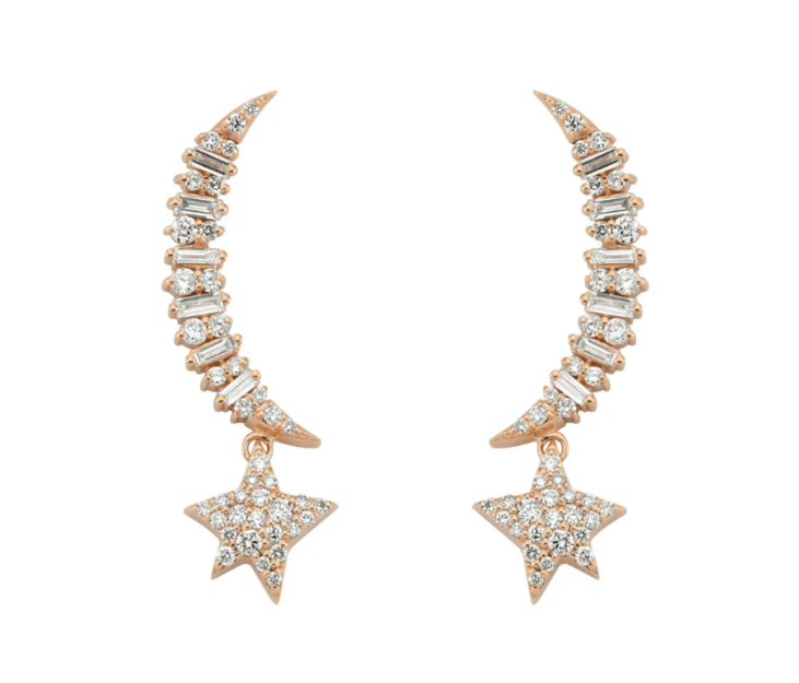 Bee Goddess Diamond in 18K Polished Rose Gold Post Earrings