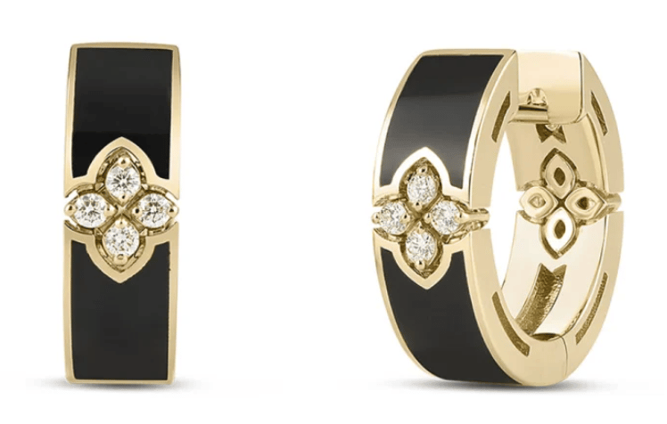 Roberto Coin Diamond in 18K Polished Yellow Gold Huggie Earrings