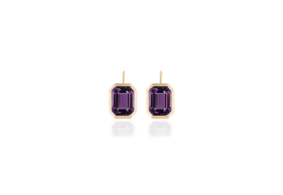 Goshwara Manhattan Amethyst in 18K Polished Yellow Gold Drop Earrings