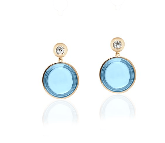 Goshwara G-One Topaz and Diamond in 18K Yellow Gold Drop Earrings
