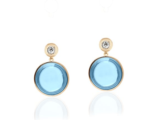 Goshwara G-One Topaz and Diamond in 18K Yellow Gold Drop Earrings