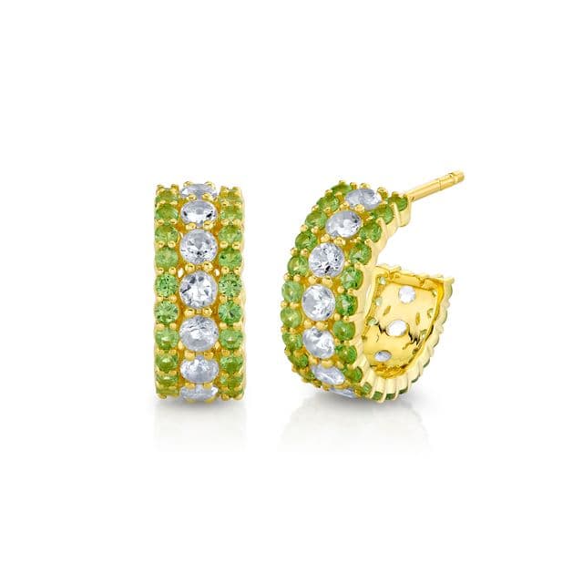 Sloane Street Amethyst in 18K Strie Detail Yellow Gold Hoop Earrings