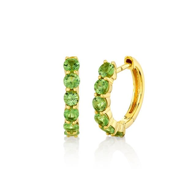 Sloane Street Malachite in 18K Strie Detail Yellow Gold Huggie Earrings