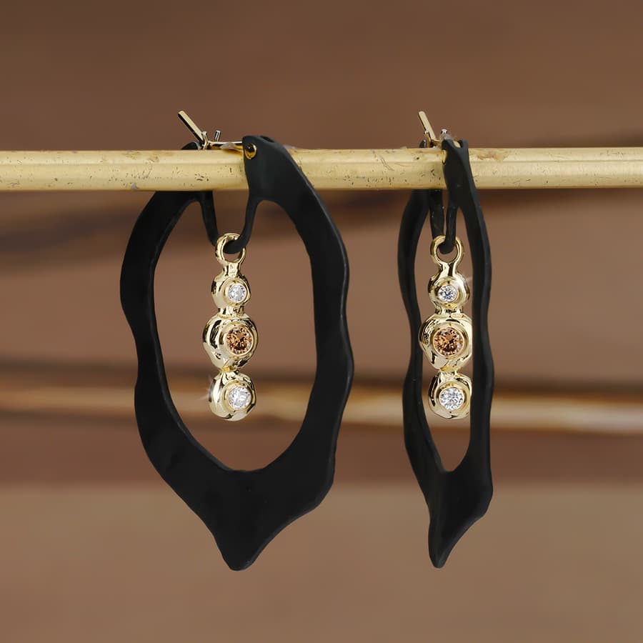 Sarah Graham Diamond in 18K Matte Yellow Gold Hoop Earrings