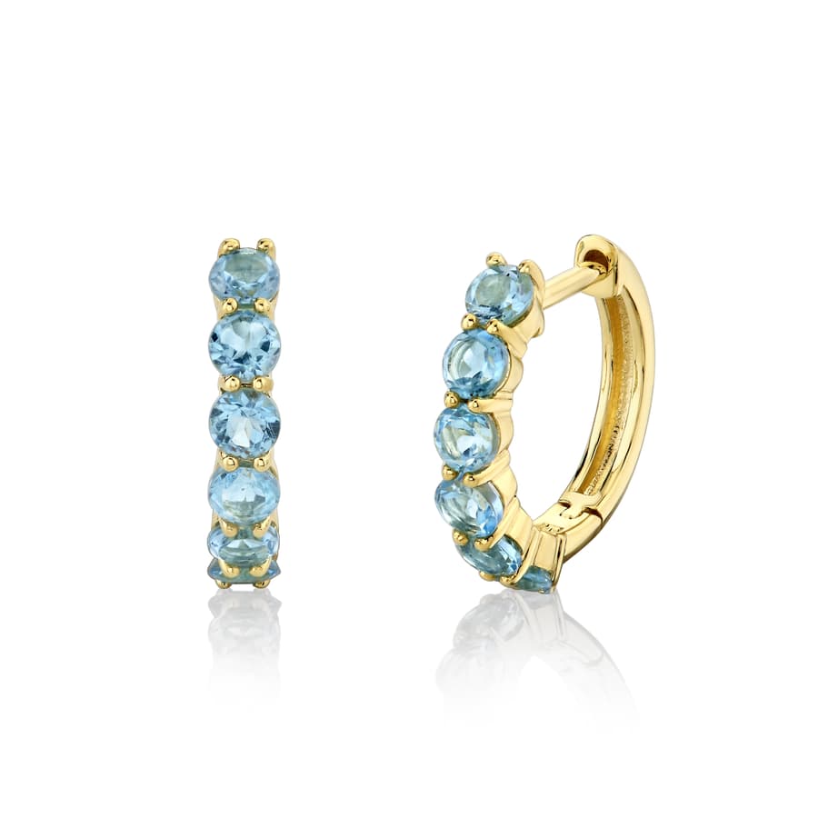 Sloane Street Topaz in 18K Strie Detail Yellow Gold Huggie Earrings