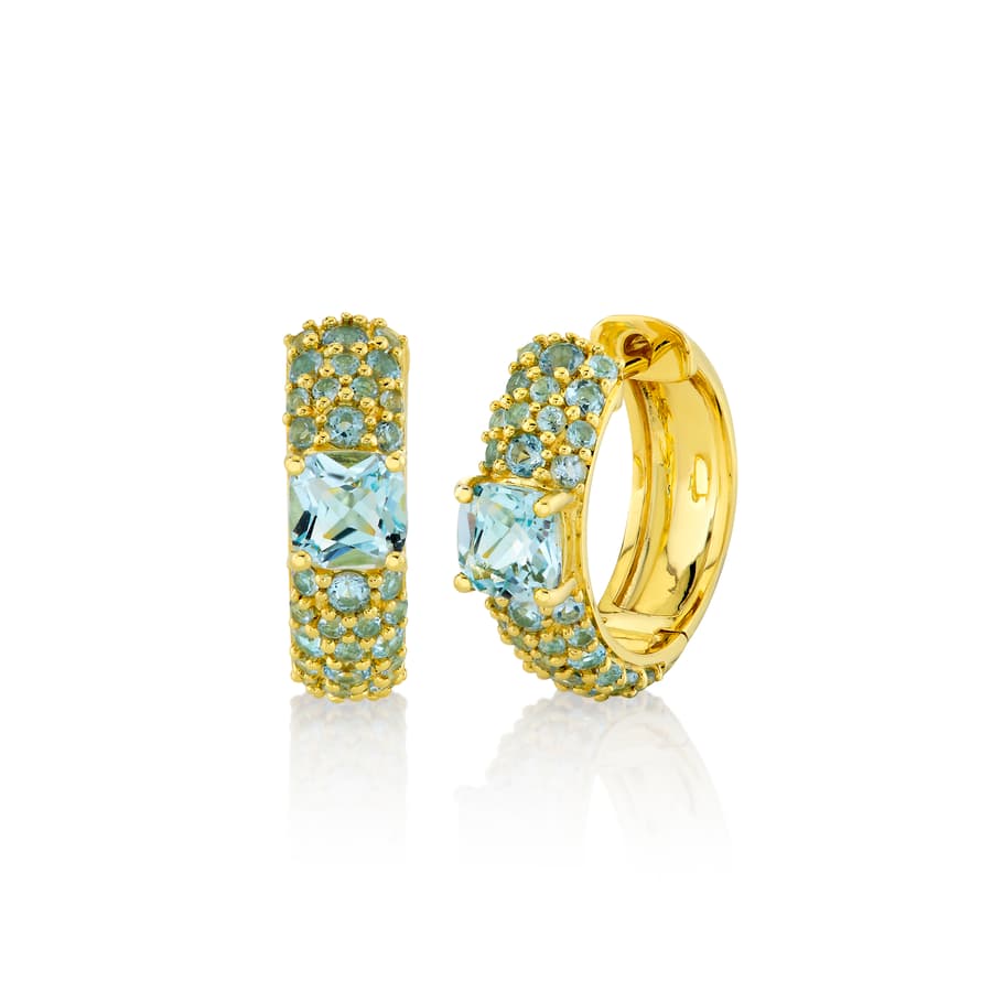Sloane Street Topaz and Diamond in 18K Polished Yellow Gold Hoop Earrings