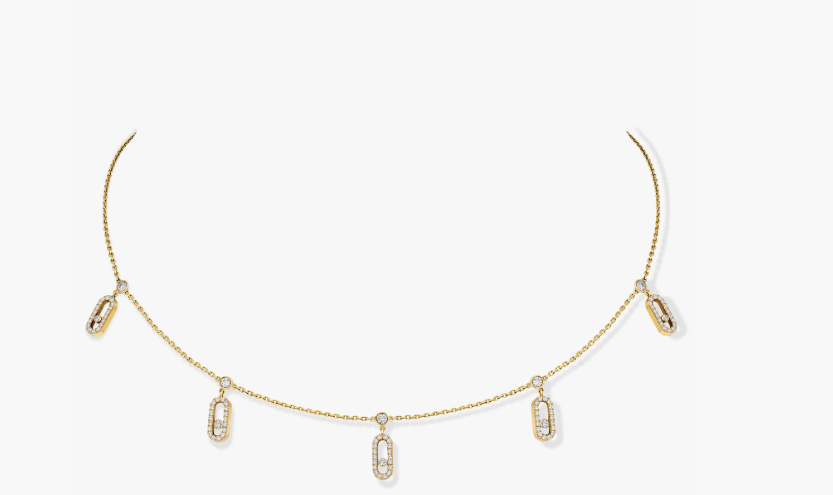 Messika Move Diamond 18K Polished Yellow Gold Station Necklace