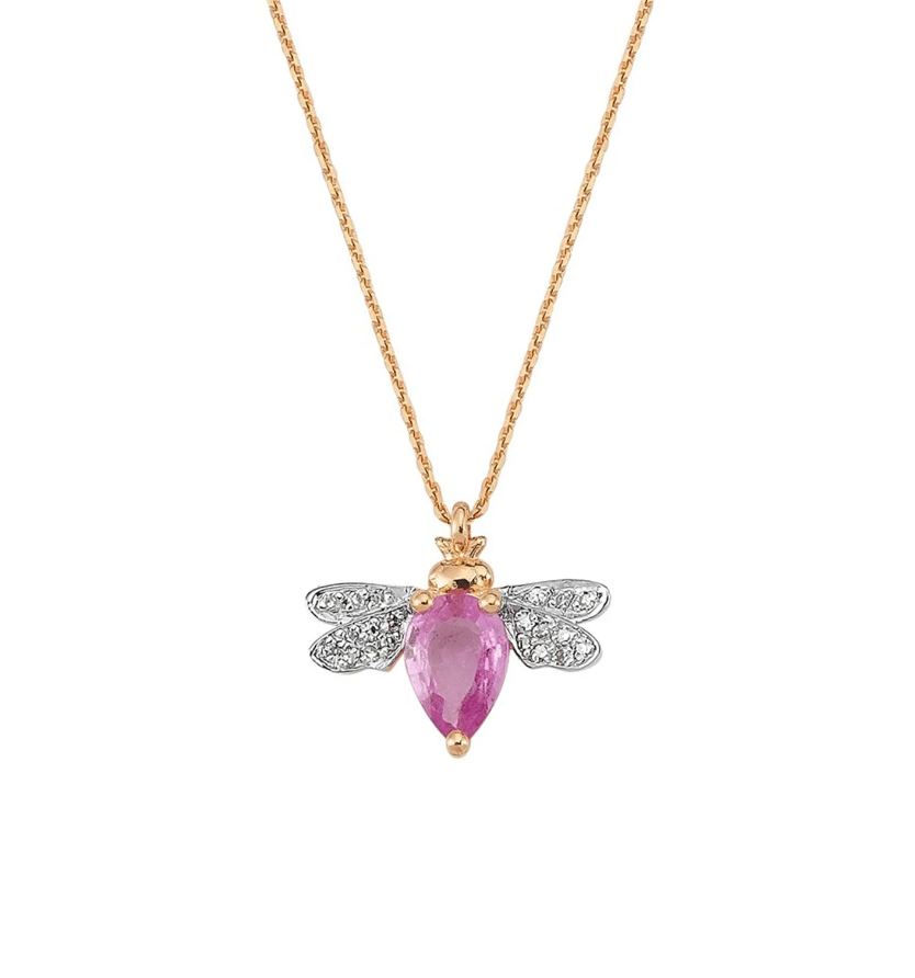 Bee Goddess Sapphire 14K Polished Rose Gold Pendant Necklace