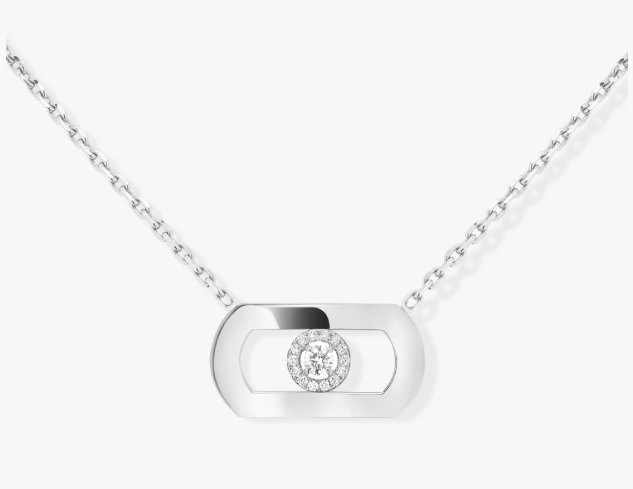 Messika Move Diamond 18K Polished White Gold Pendant Necklace