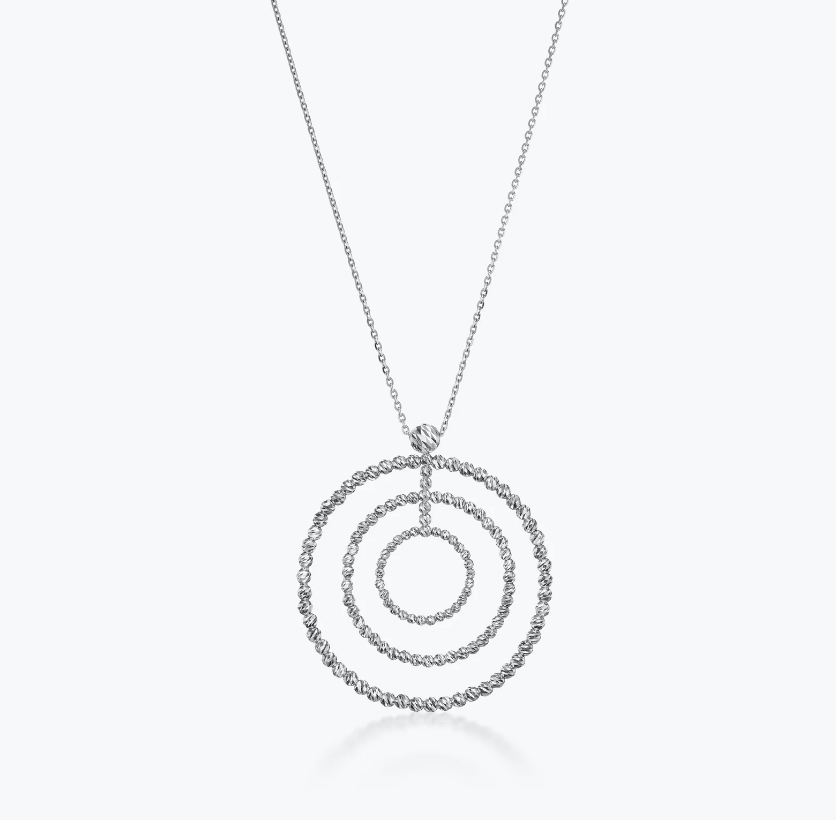 Platinum Born 950PTK Diamond Cut Silver Platinum Pendant Necklace