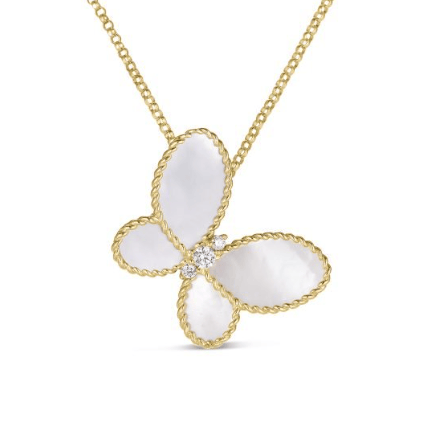 Roberto Coin Mother of Pearl 18K Polished White Gold Chain Necklace
