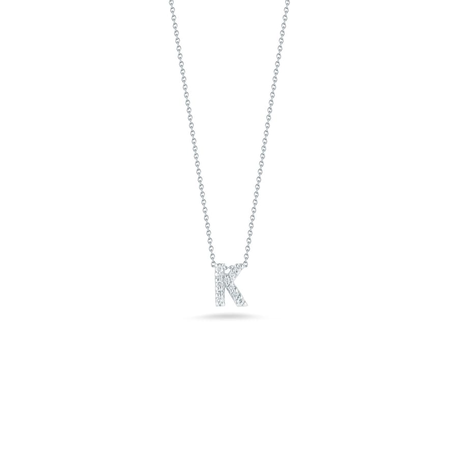 Roberto Coin Love Letter Diamond 18K Polished White Gold Chain Necklace
