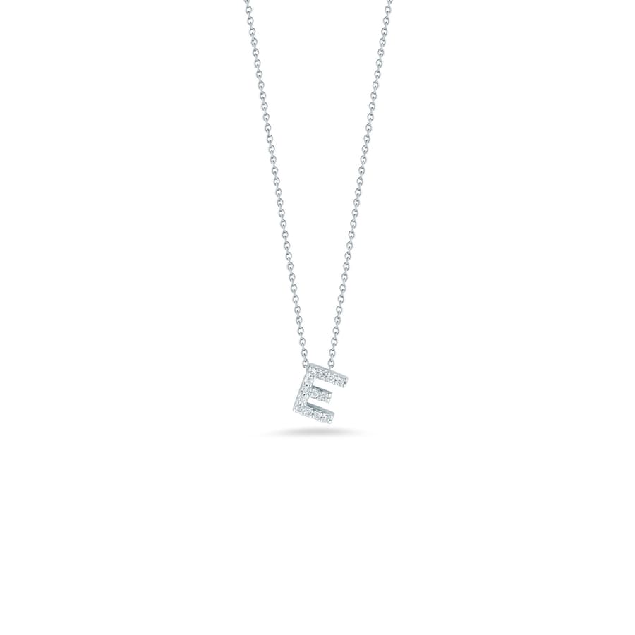 Roberto Coin Love Letter Diamond 18K Polished White Gold Chain Necklace