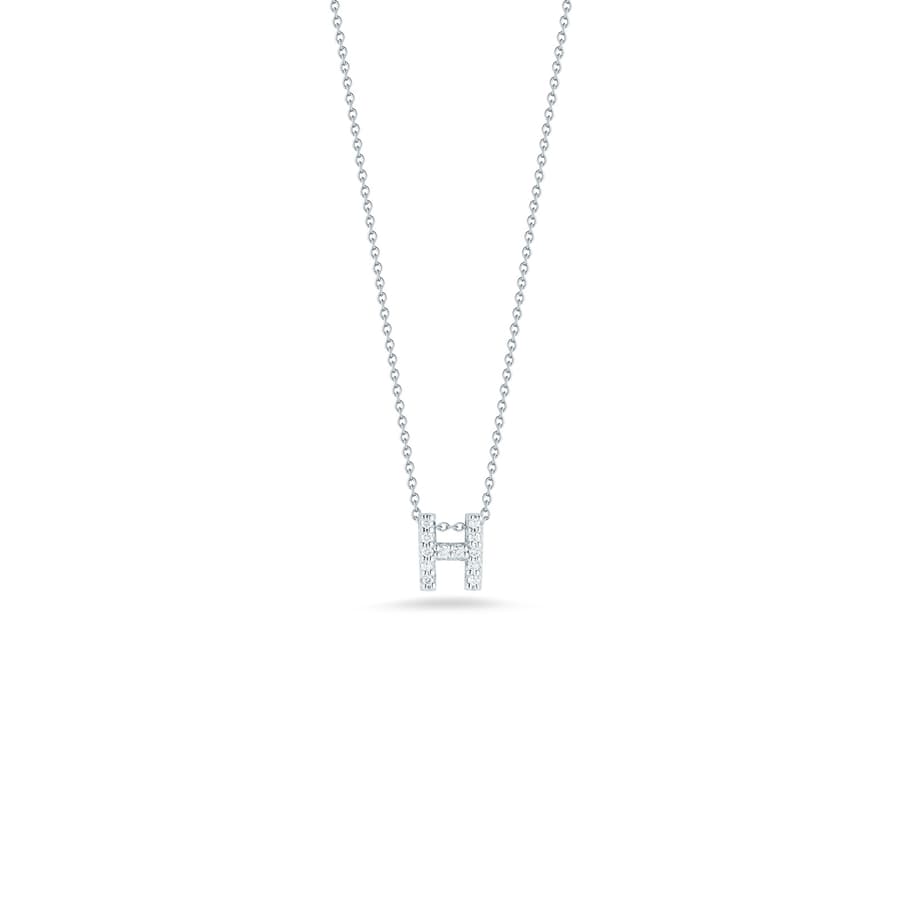 Roberto Coin Love Letter Diamond 18K Polished White Gold Chain Necklace