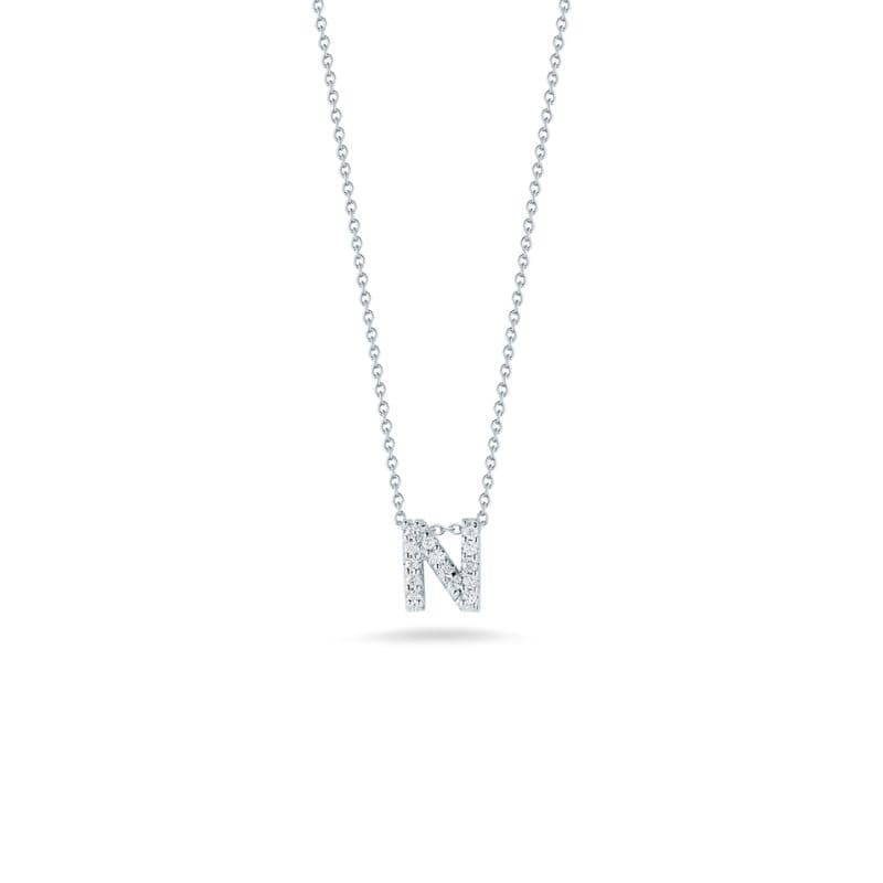 Roberto Coin - 18k White gold Diamond Letter N necklace