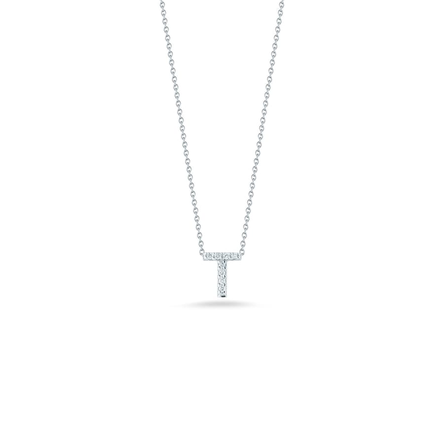 Roberto Coin Love Letter Diamond 18K Polished White Gold Pendant Necklace