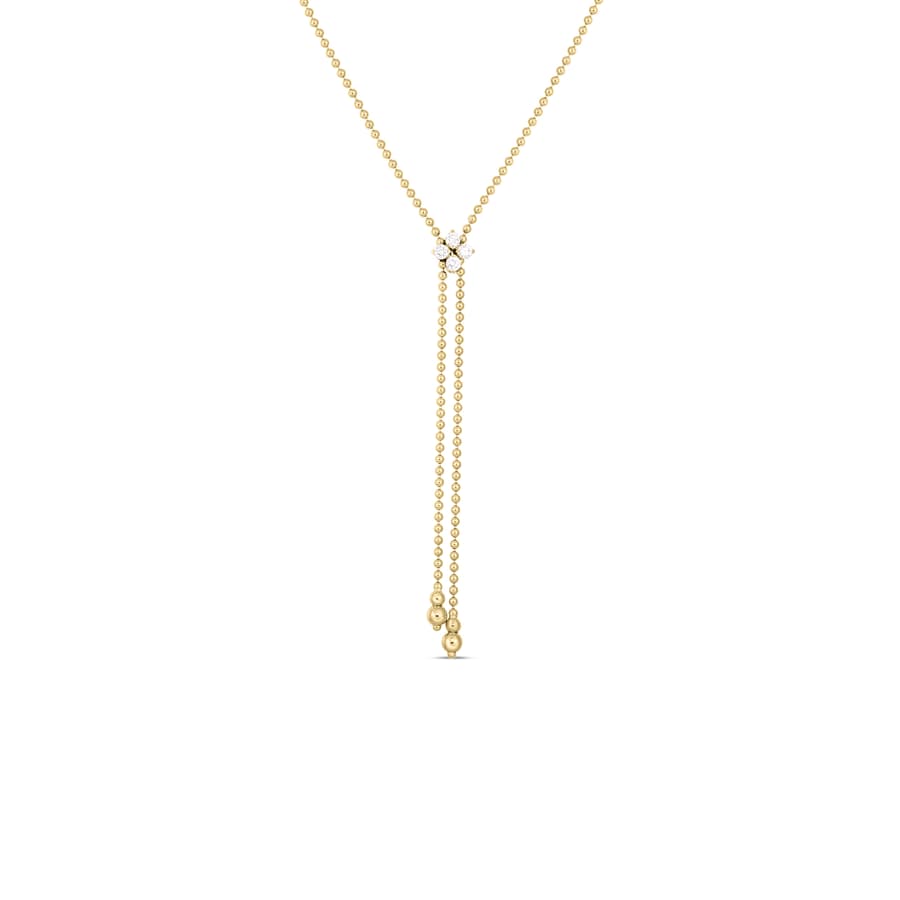 Roberto Coin Love In Verona Diamond 18K Polished Yellow Gold Lariat Necklace