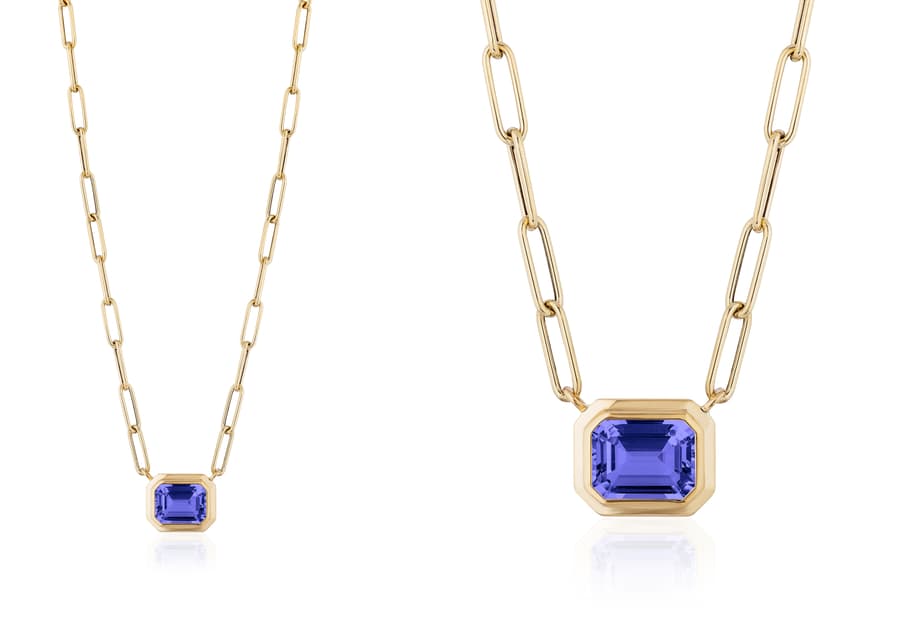 Goshwara Manhattan Tanzanite 18K Polished Yellow Gold Pendant Necklace