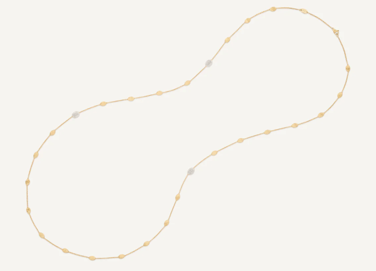 Marco Bicego Siviglia Diamond 18K Engraved Yellow Gold Chain Necklace