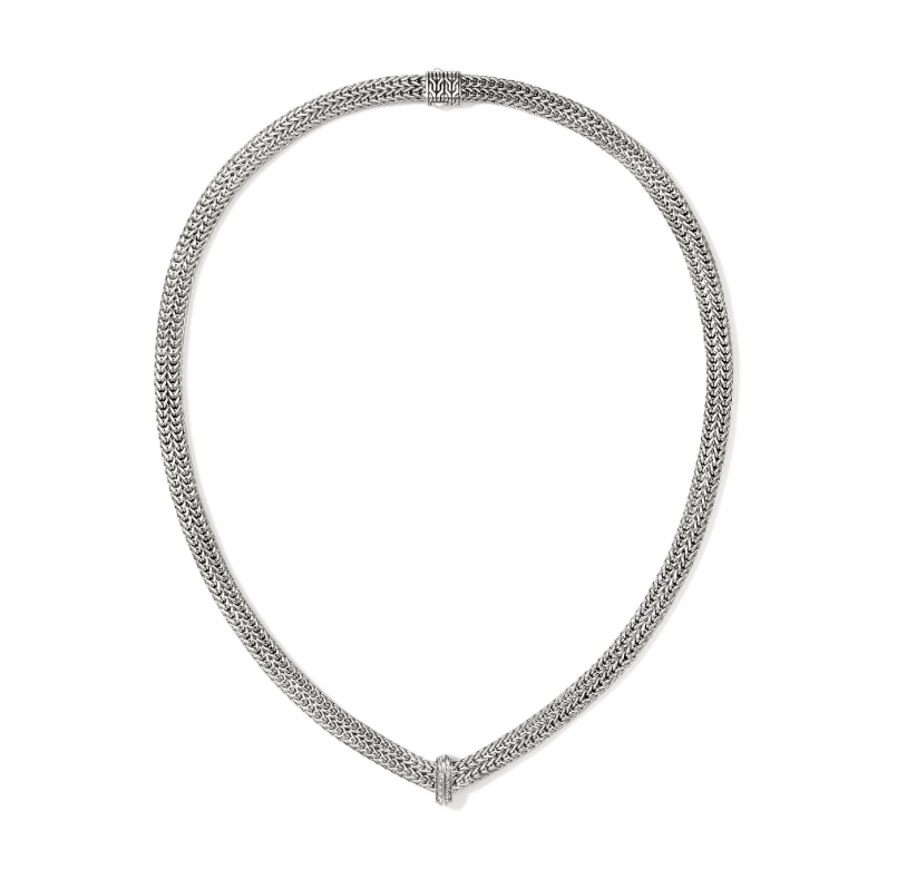 John Hardy Diamond Silver Sterling Silver Chain Necklace
