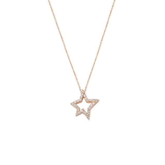 Bee Goddess Diamond 14K Polished Rose Gold Pendant Necklace