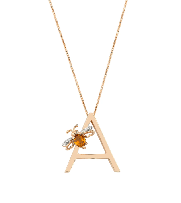 Bee Goddess Diamond 14K Polished Rose Gold Pendant Necklace