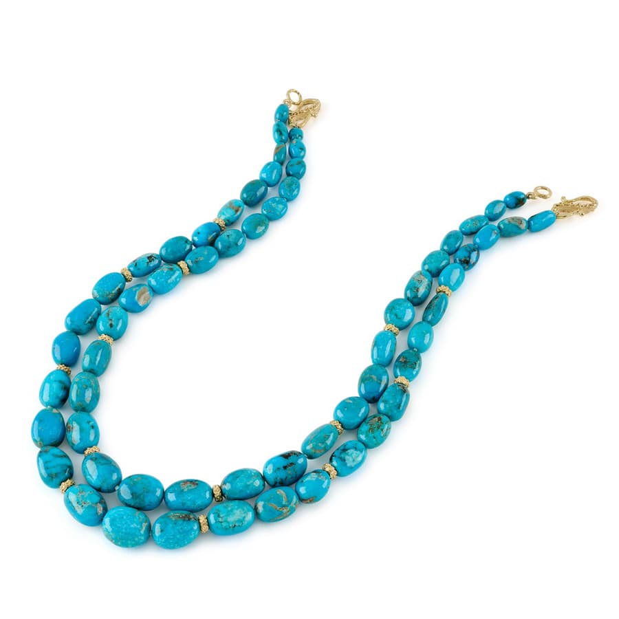 Katy Briscoe Turquoise 18K Polished Yellow Gold Rope Necklace