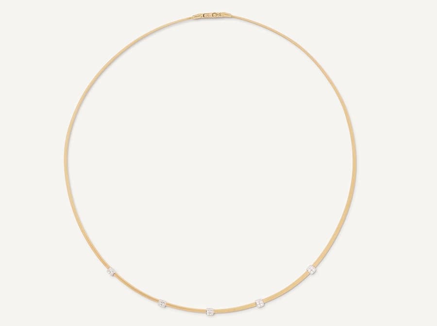 Marco Bicego Masai Diamond 18K Engraved Yellow Gold Chain Necklace