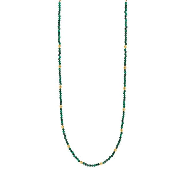 Sloane Street Malachite 18K Strie Detail Yellow Gold Chain Necklace