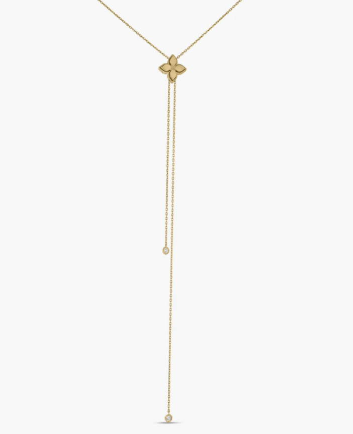 Roberto Coin Princess Flower Diamond 18K Polished Yellow Gold Chain Necklace