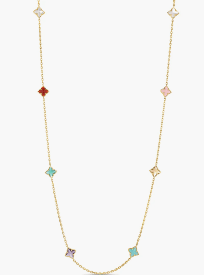 Roberto Coin Venetian Princess Assorted Gemstones 18K Polished Yellow Gold Chain Necklace
