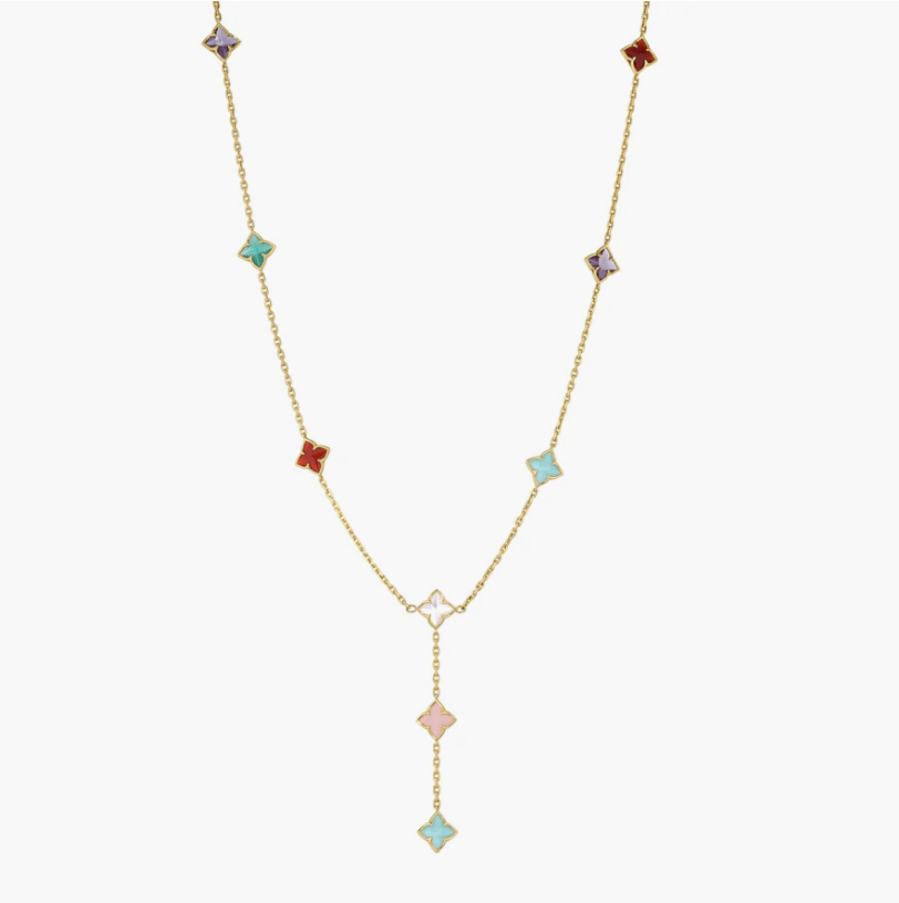 Roberto Coin Venetian Princess Assorted Gemstones 18K Polished Yellow Gold Chain Necklace