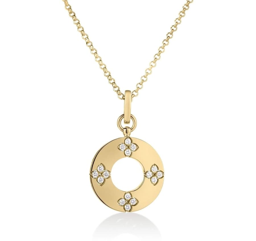 Roberto Coin Love In Verona Diamond 18K Polished Yellow Gold Pendant Necklace