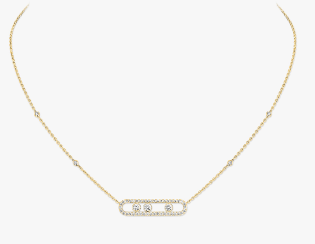 Messika Move Diamond 18K Polished White Gold Station Necklace