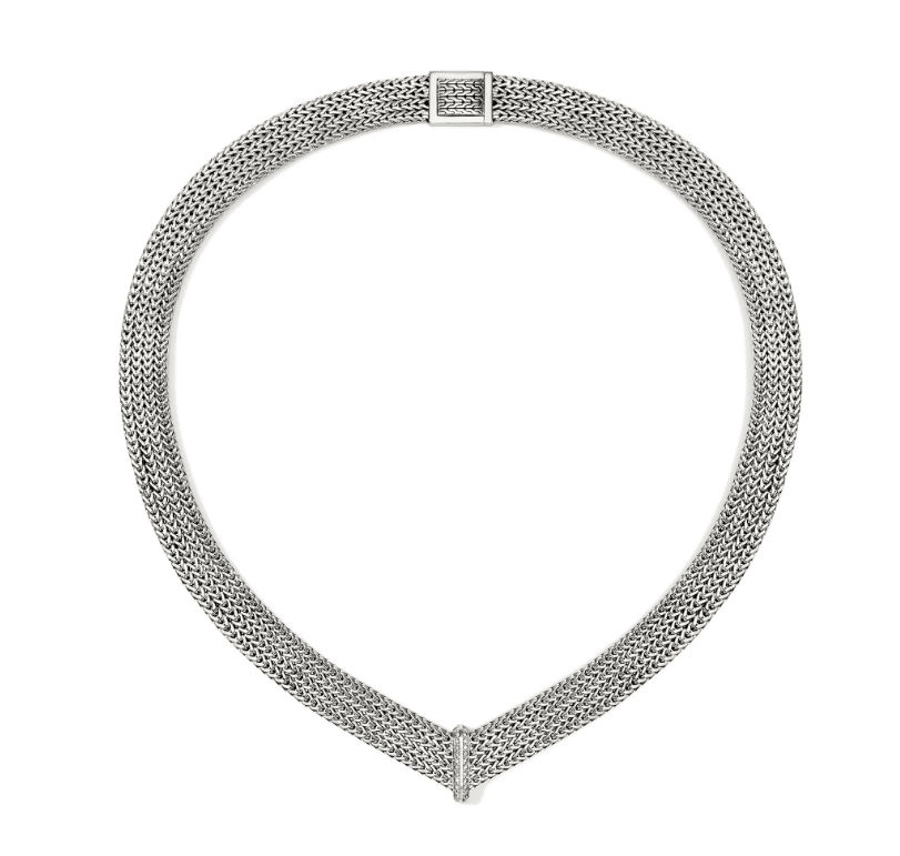 John Hardy Diamond Silver Sterling Silver Chain Necklace