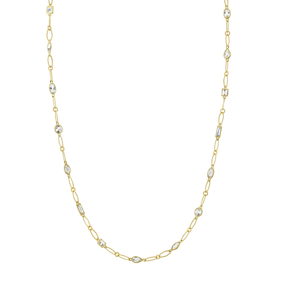 Sloane Street Topaz 18K Strie Detail Yellow Gold Chain Necklace