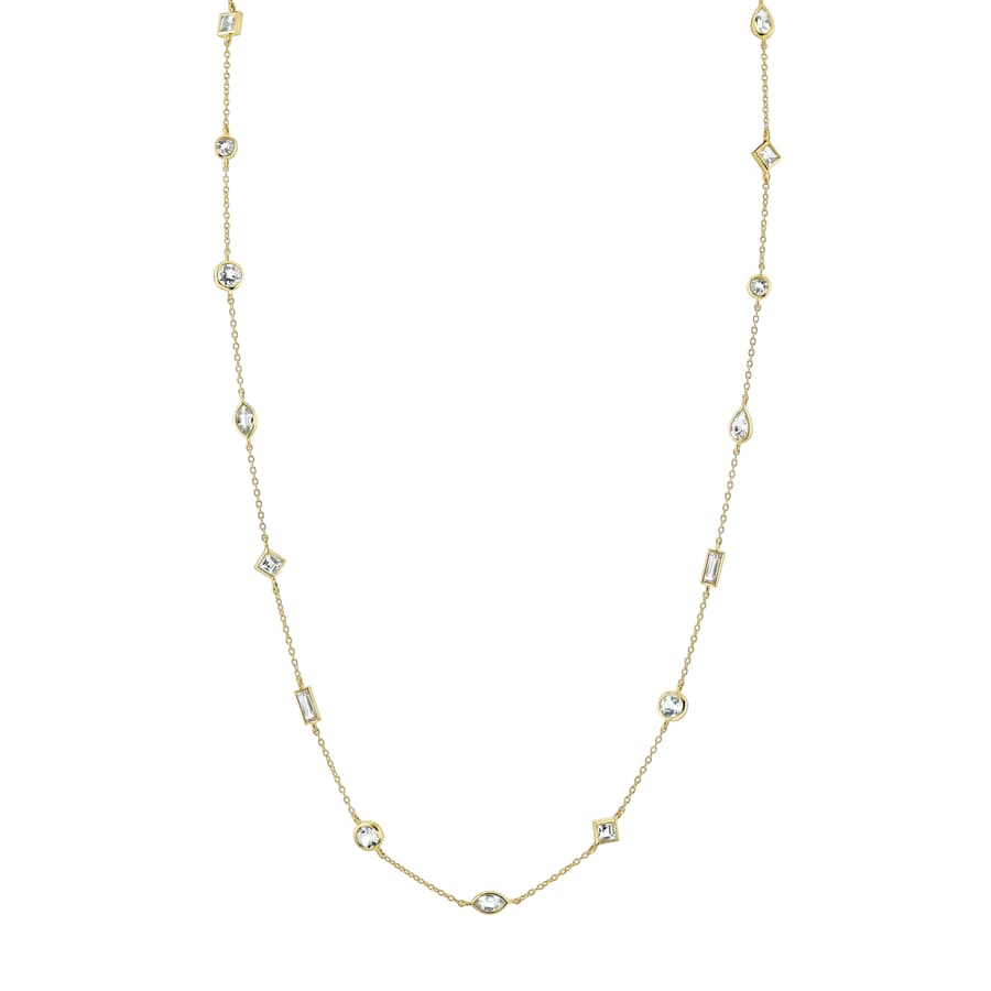 Sloane Street Topaz 18K Strie Detail Yellow Gold Chain Necklace