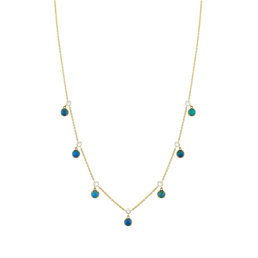 Sloane Street Opal 18K Strie Detail Yellow Gold Chain Necklace
