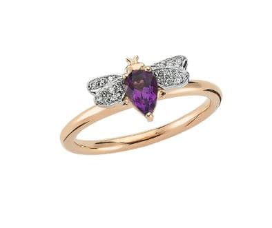 Bee Goddess Topaz 14K Polished Rose Gold Band Ring