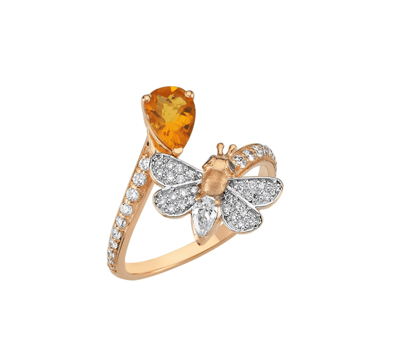 Bee Goddess Diamond 14K Polished Rose Gold Band Ring