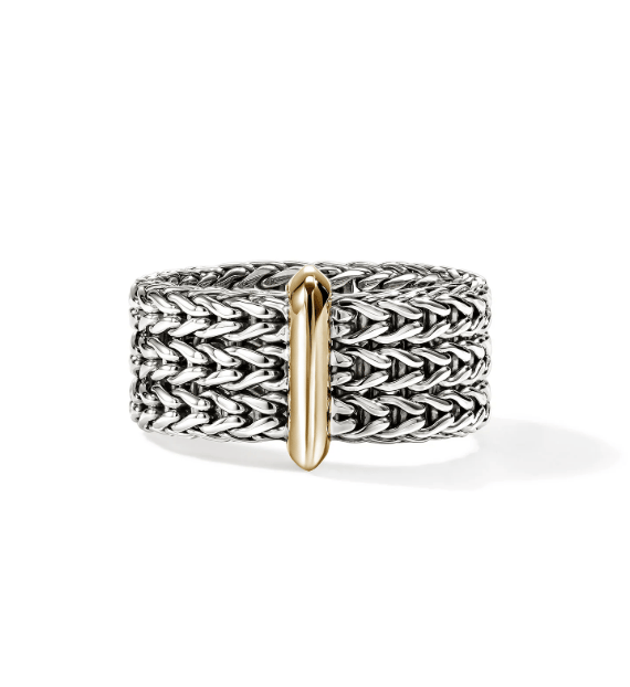 John Hardy 14K Two-Tone Sterling Silver Band Ring